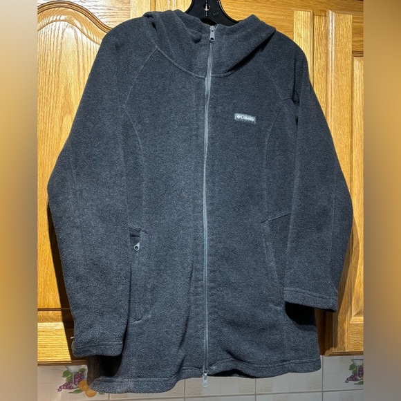 Columbia Women's Dark Gray Long Hooded Fleece Sweater Jacket Medium EUC - Picture 3 of 7